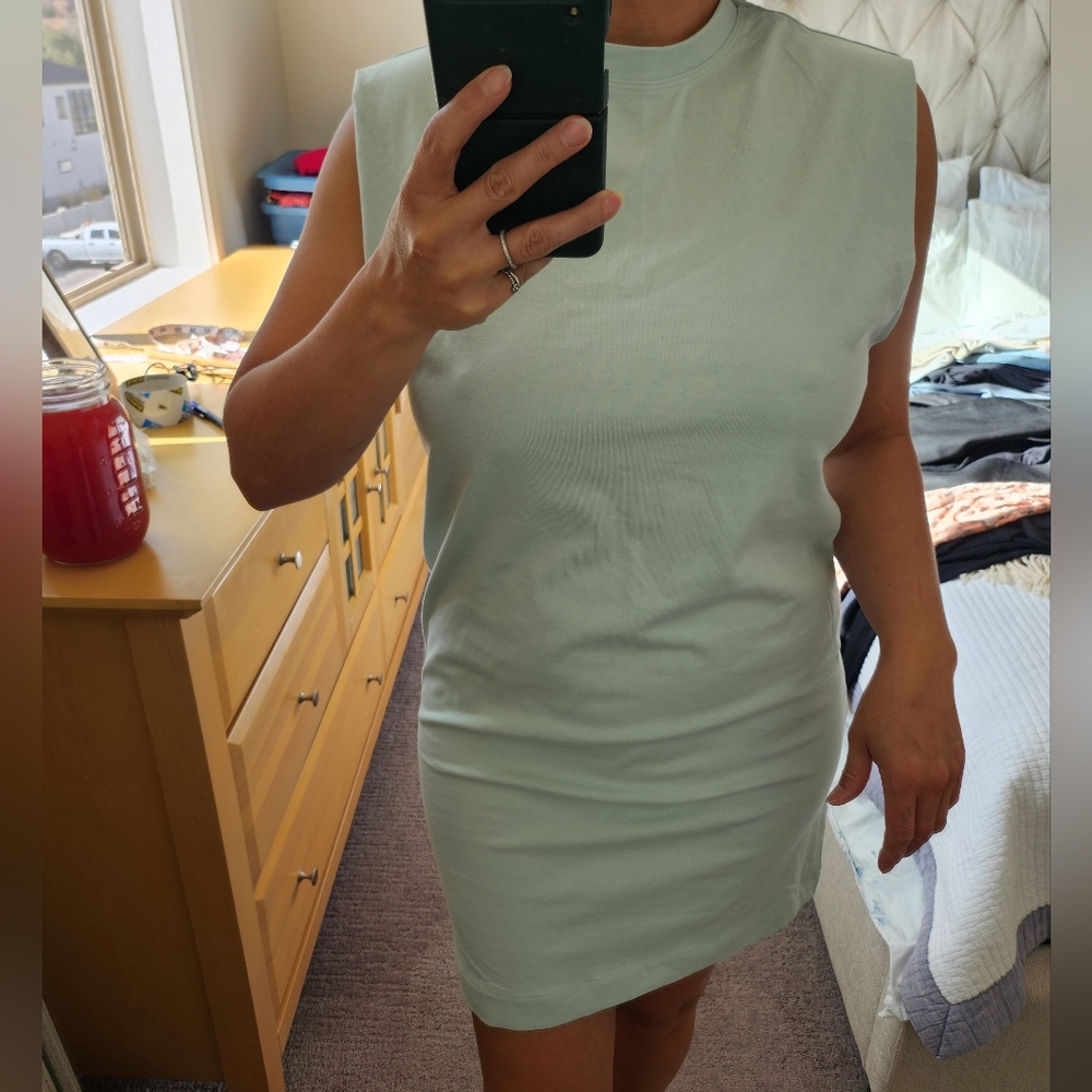 H&M Light Green Mini Cotton Dress